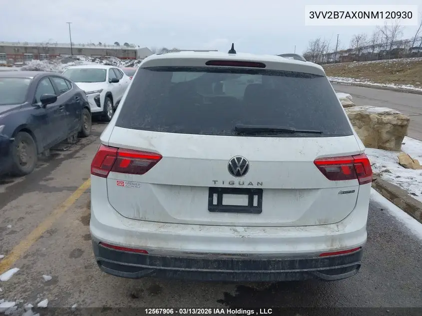 2022 Volkswagen Tiguan Comfortline VIN: 3VV2B7AX0NM120930 Lot: 12567906