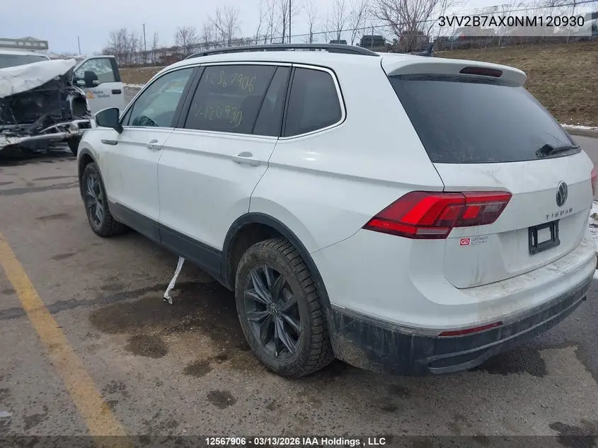2022 Volkswagen Tiguan Comfortline VIN: 3VV2B7AX0NM120930 Lot: 12567906