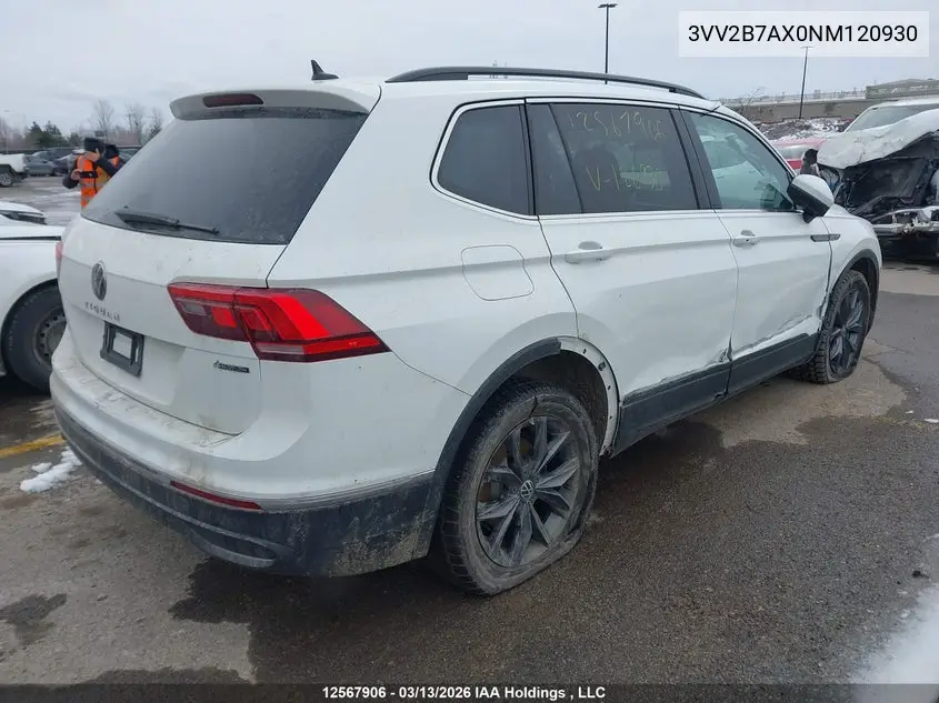 2022 Volkswagen Tiguan Comfortline VIN: 3VV2B7AX0NM120930 Lot: 12567906