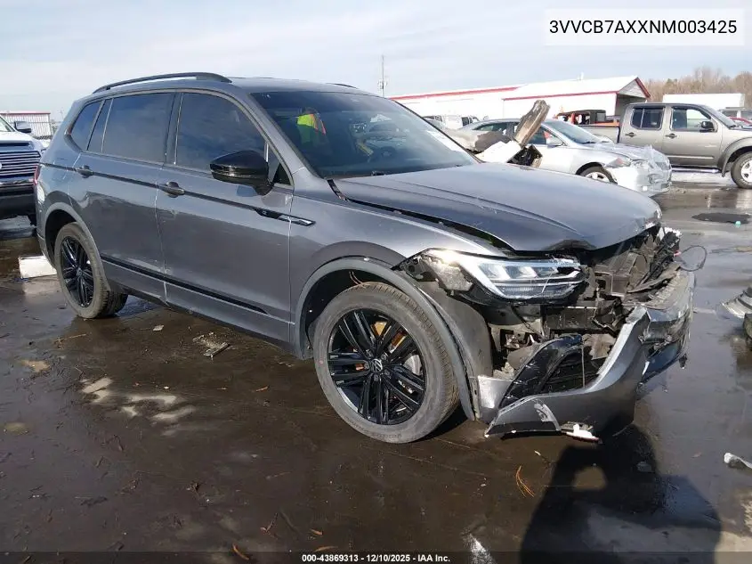 3VVCB7AXXNM003425 2022 Volkswagen Tiguan 2.0T Se R-Line Black