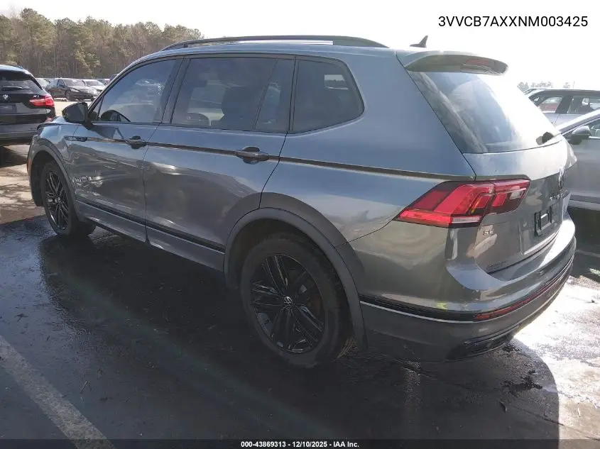 3VVCB7AXXNM003425 2022 Volkswagen Tiguan 2.0T Se R-Line Black