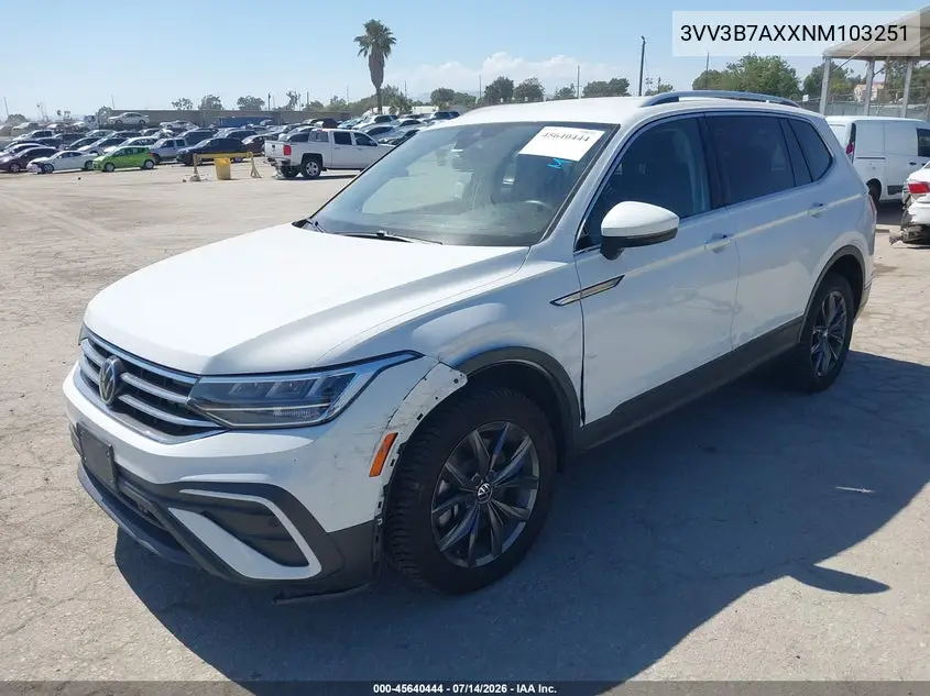 2022 Volkswagen Tiguan 2.0T Se VIN: 3VV3B7AXXNM103251 Lot: 45640444