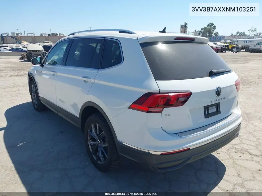 2022 Volkswagen Tiguan 2.0T Se VIN: 3VV3B7AXXNM103251 Lot: 45640444