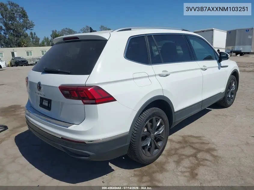 2022 Volkswagen Tiguan 2.0T Se VIN: 3VV3B7AXXNM103251 Lot: 45640444