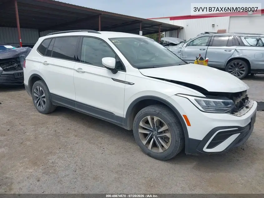 2022 Volkswagen Tiguan 2.0T S VIN: 3VV1B7AX6NM098007 Lot: 45674570