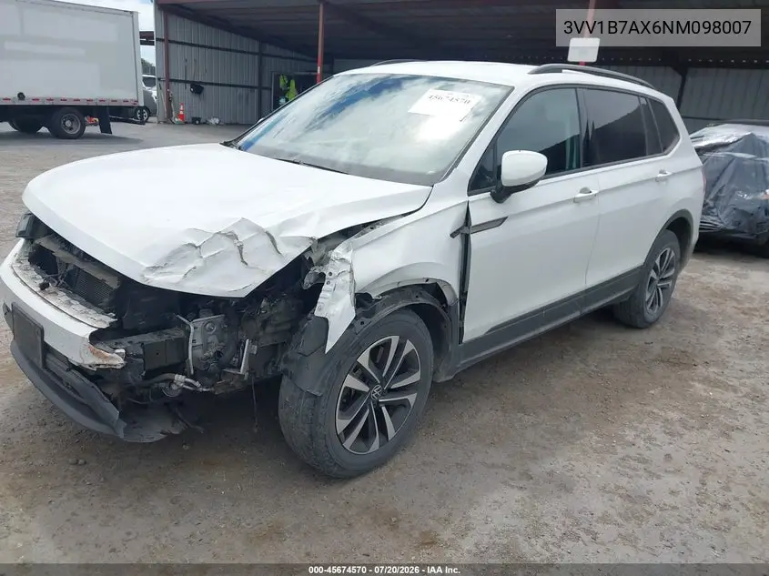 2022 Volkswagen Tiguan 2.0T S VIN: 3VV1B7AX6NM098007 Lot: 45674570