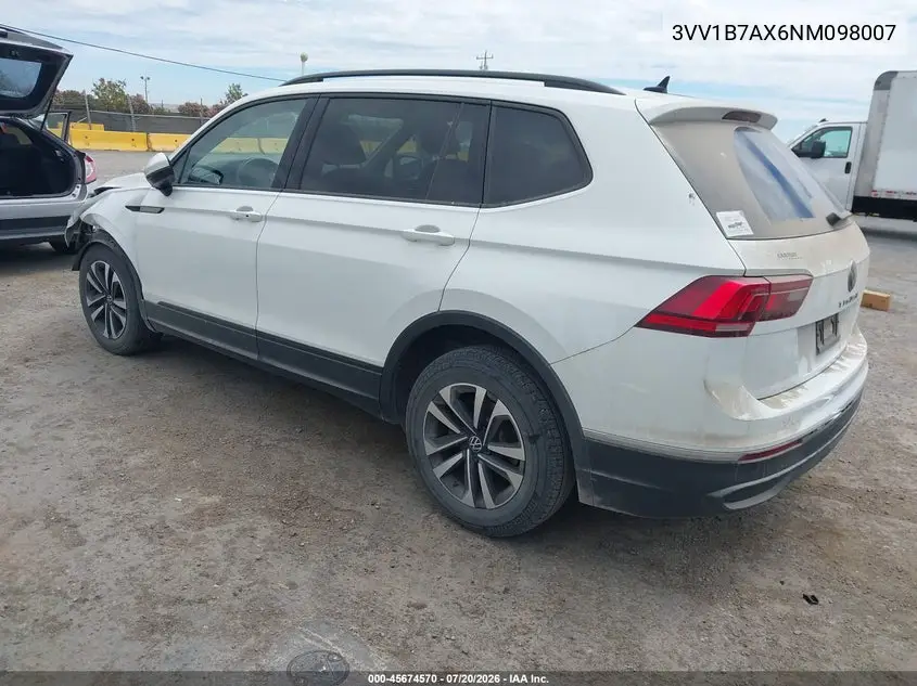 2022 Volkswagen Tiguan 2.0T S VIN: 3VV1B7AX6NM098007 Lot: 45674570