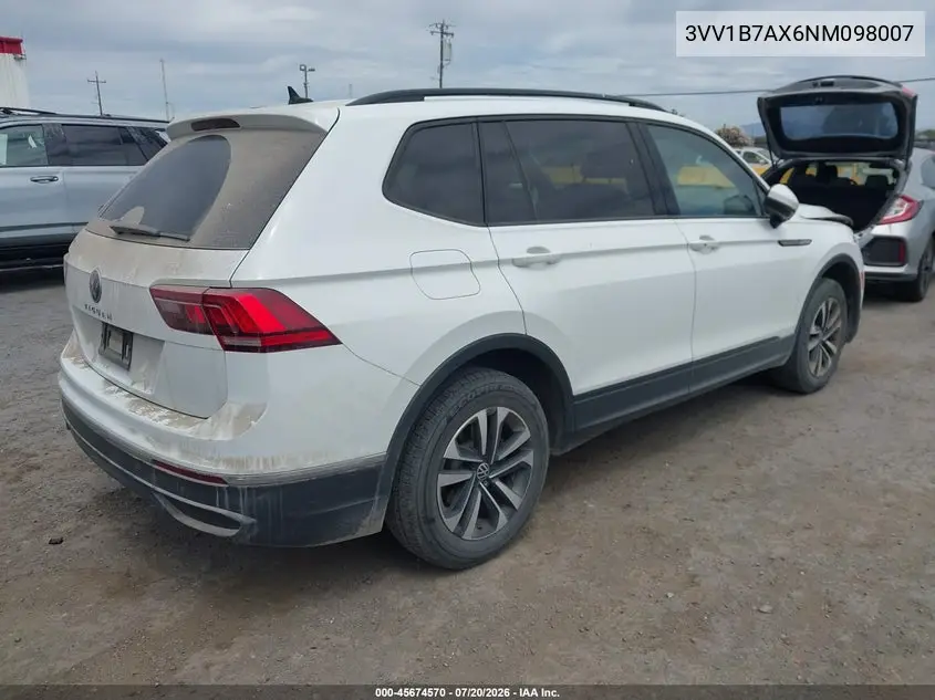 2022 Volkswagen Tiguan 2.0T S VIN: 3VV1B7AX6NM098007 Lot: 45674570