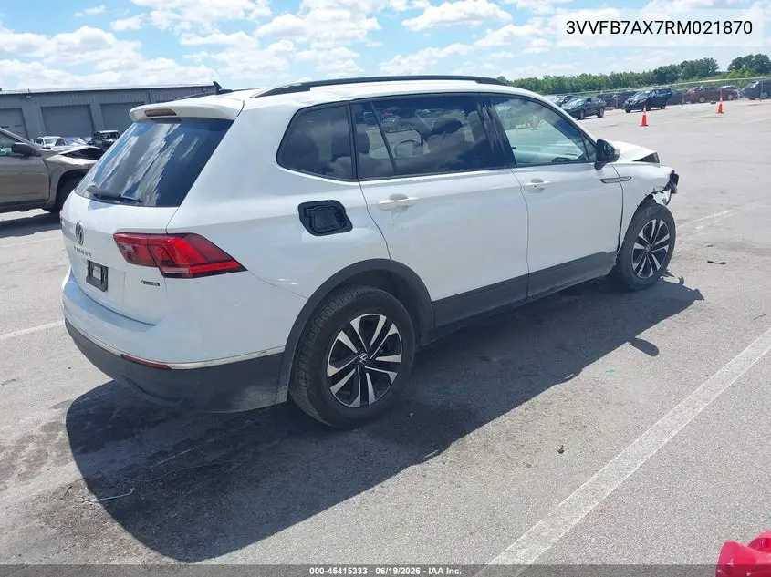 2024 Volkswagen Tiguan 2.0T S VIN: 3VVFB7AX7RM021870 Lot: 45415333