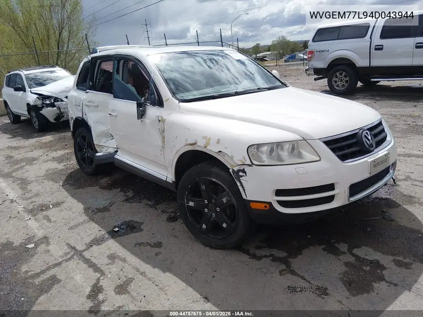 2004 Volkswagen Touareg V8 VIN: WVGEM77L94D043944 Lot: 44757675