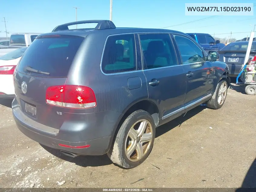 2005 Volkswagen Touareg V8 VIN: WVGZM77L15D023190 Lot: 44493202
