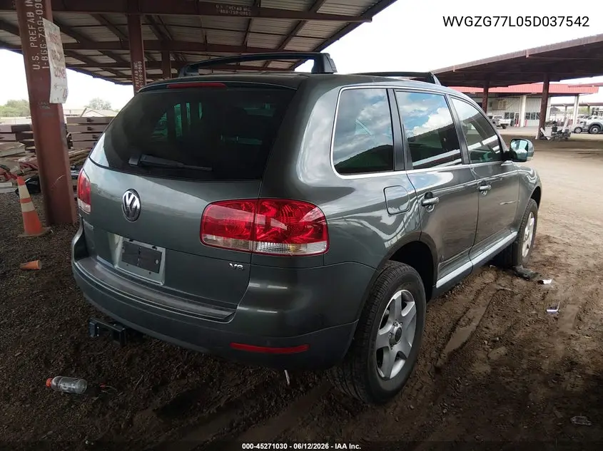2005 Volkswagen Touareg V6/V6 (A6) VIN: WVGZG77L05D037542 Lot: 45271030
