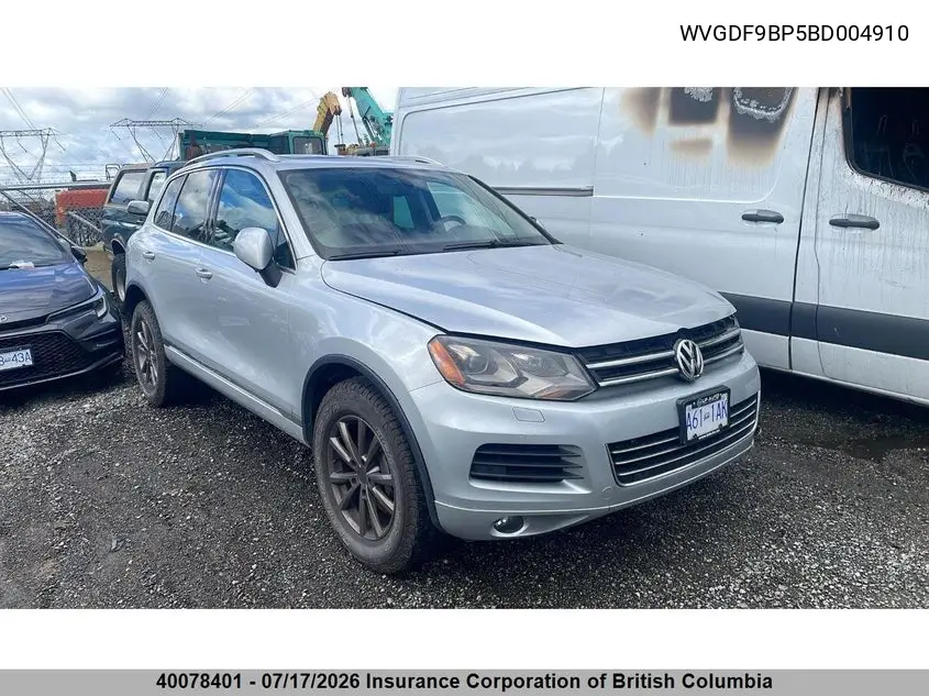 2011 Volkswagen Touareg V6 VIN: WVGDF9BP5BD004910 Lot: 40078401
