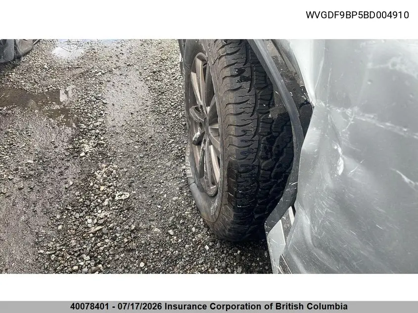 2011 Volkswagen Touareg V6 VIN: WVGDF9BP5BD004910 Lot: 40078401