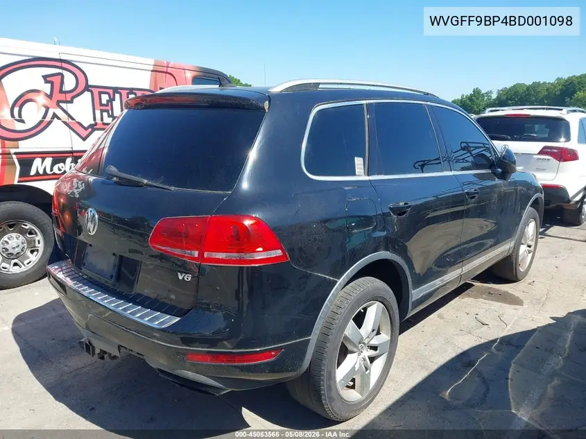 2011 Volkswagen Touareg Vr6 Lux VIN: WVGFF9BP4BD001098 Lot: 45063566