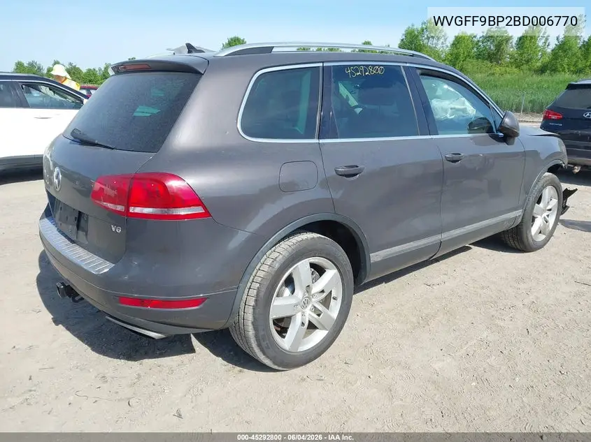 2011 Volkswagen Touareg Vr6 Lux VIN: WVGFF9BP2BD006770 Lot: 45292800