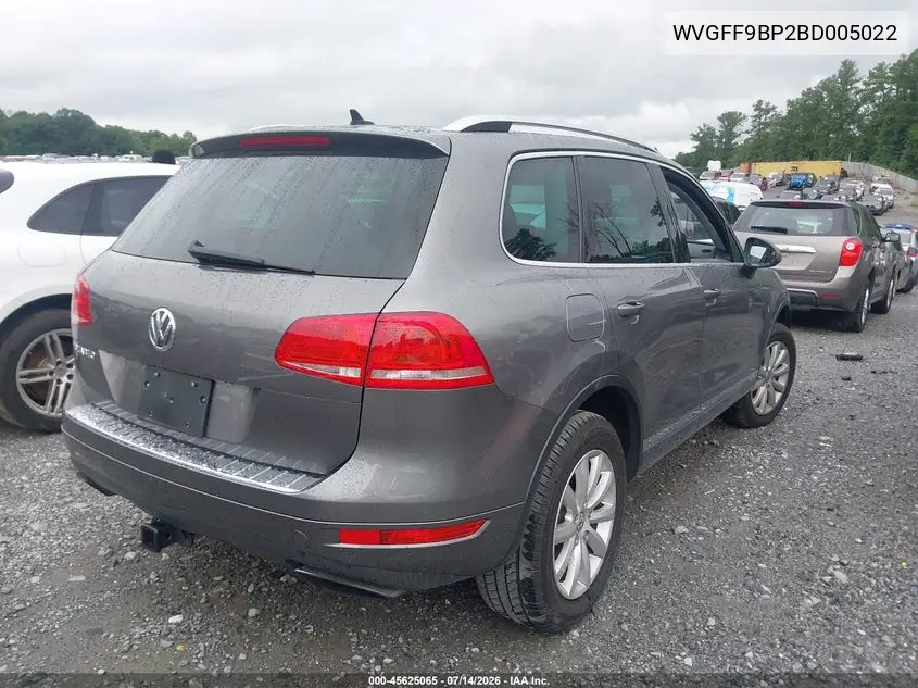 2011 Volkswagen Touareg Vr6 Sport VIN: WVGFF9BP2BD005022 Lot: 45625065