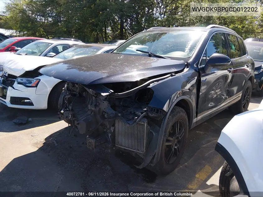 2012 Volkswagen Touareg Tdi VIN: WVGDK9BP0CD012202 Lot: 40072781