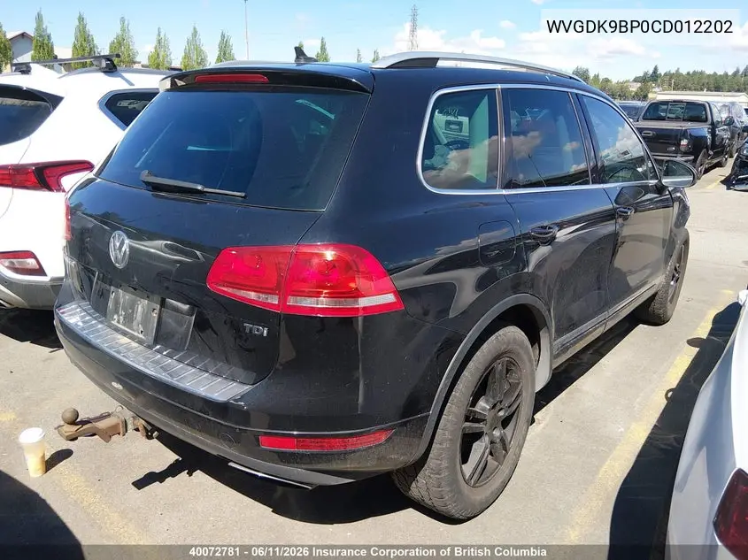 2012 Volkswagen Touareg Tdi VIN: WVGDK9BP0CD012202 Lot: 40072781