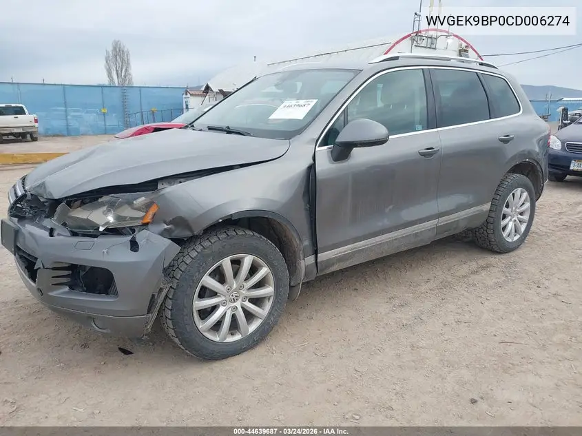 2012 Volkswagen Touareg Tdi Sport VIN: WVGEK9BP0CD006274 Lot: 44639687