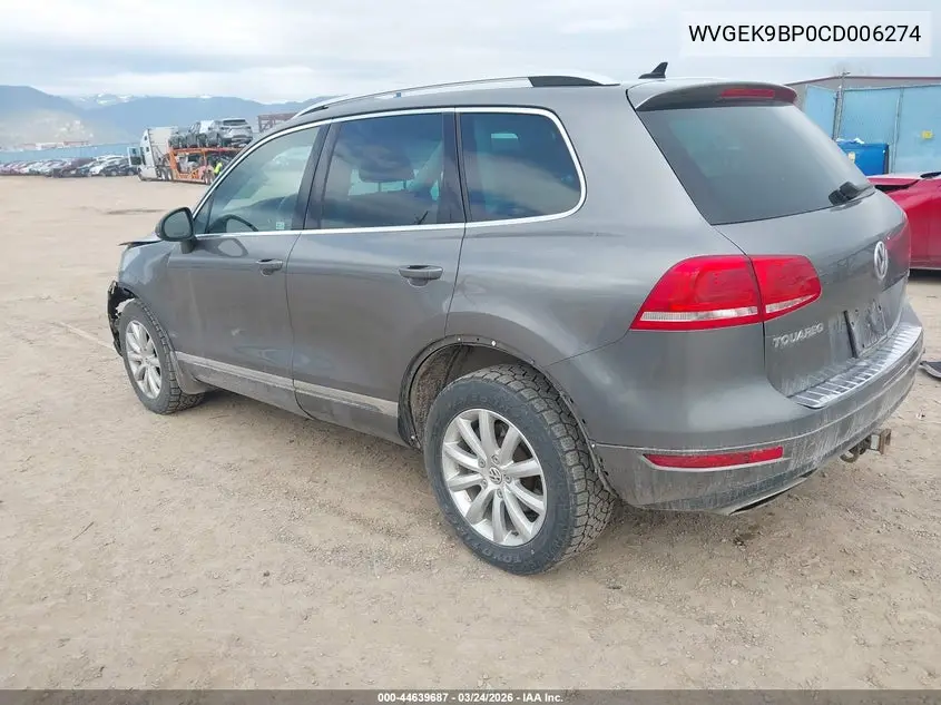 2012 Volkswagen Touareg Tdi Sport VIN: WVGEK9BP0CD006274 Lot: 44639687