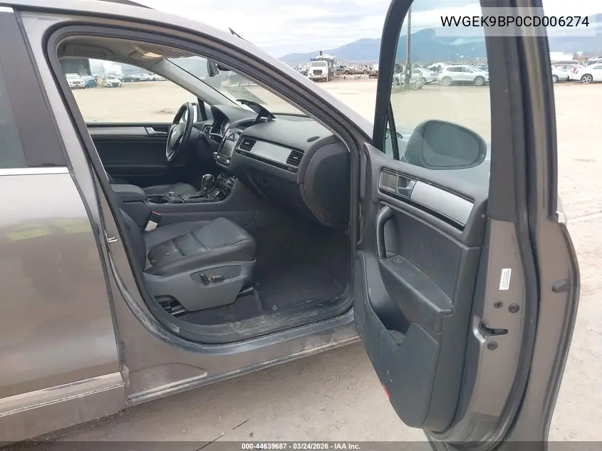 2012 Volkswagen Touareg Tdi Sport VIN: WVGEK9BP0CD006274 Lot: 44639687