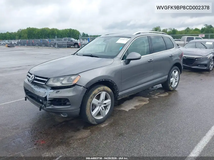 2012 Volkswagen Touareg Tdi Lux VIN: WVGFK9BP8CD002378 Lot: 44983736