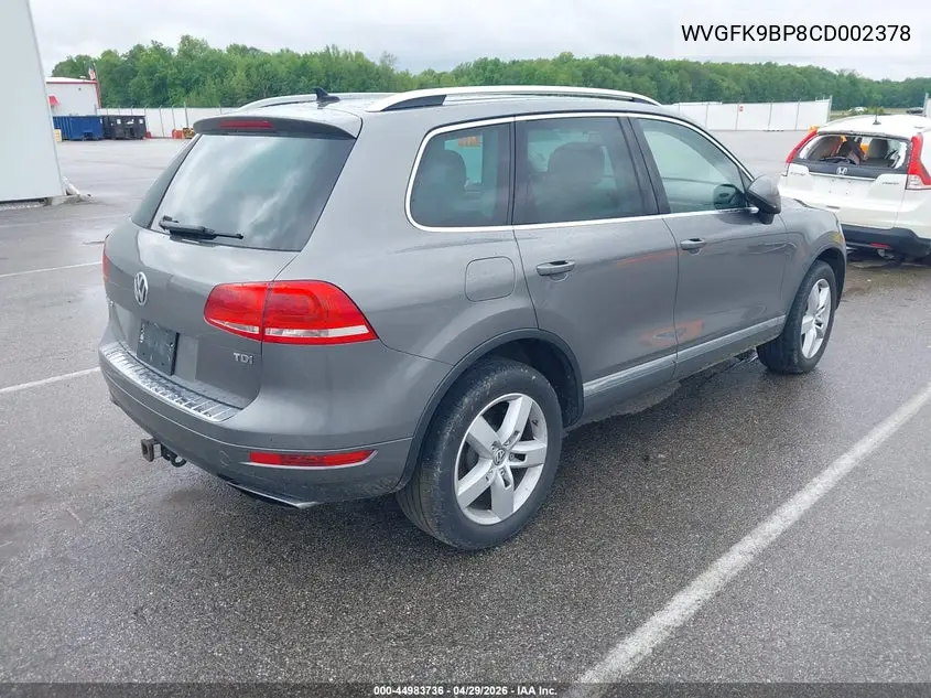 2012 Volkswagen Touareg Tdi Lux VIN: WVGFK9BP8CD002378 Lot: 44983736