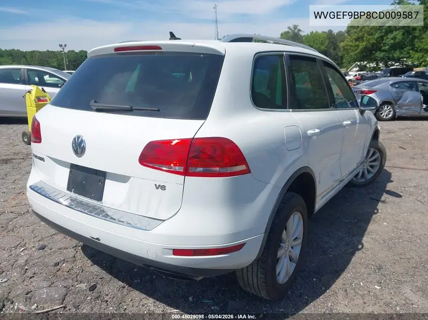 2012 Volkswagen Touareg Vr6 Sport VIN: WVGEF9BP8CD009587 Lot: 45029098