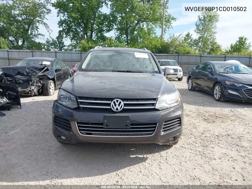 2012 Volkswagen Touareg Sport W/Nav VIN: WVGEF9BP1CD010502 Lot: 45125129