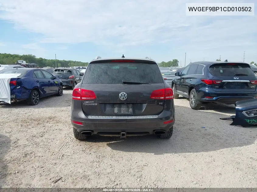 2012 Volkswagen Touareg Sport W/Nav VIN: WVGEF9BP1CD010502 Lot: 45125129