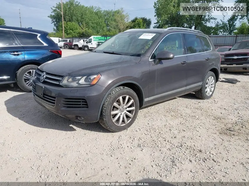 2012 Volkswagen Touareg Sport W/Nav VIN: WVGEF9BP1CD010502 Lot: 45125129