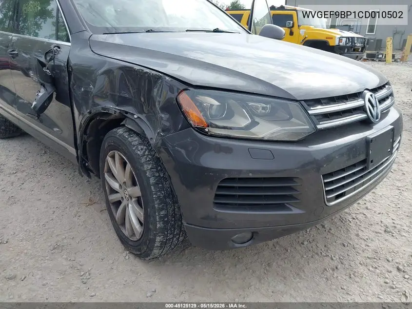 2012 Volkswagen Touareg Sport W/Nav VIN: WVGEF9BP1CD010502 Lot: 45125129