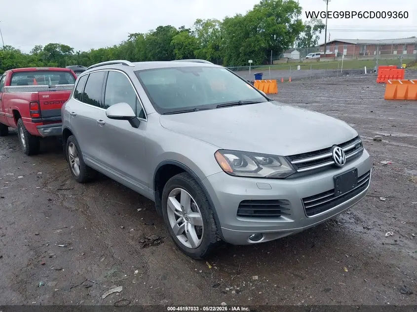 2012 Volkswagen Touareg Hybrid VIN: WVGEG9BP6CD009360 Lot: 45197033