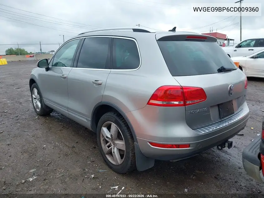 2012 Volkswagen Touareg Hybrid VIN: WVGEG9BP6CD009360 Lot: 45197033