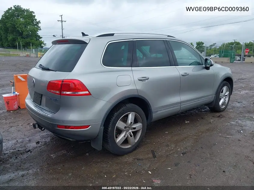 2012 Volkswagen Touareg Hybrid VIN: WVGEG9BP6CD009360 Lot: 45197033