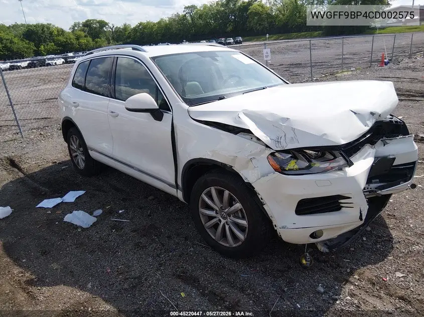 2012 Volkswagen Touareg Vr6 Sport VIN: WVGFF9BP4CD002575 Lot: 45220447