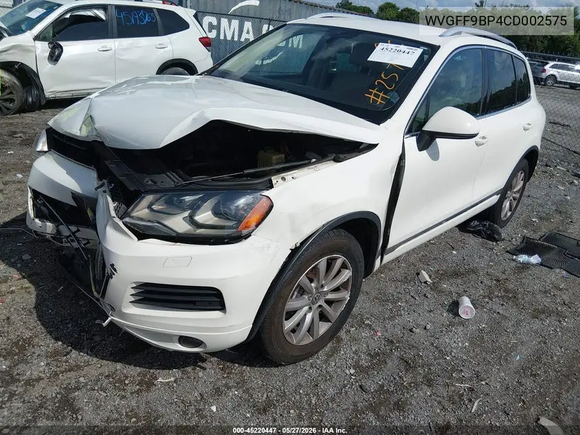 2012 Volkswagen Touareg Vr6 Sport VIN: WVGFF9BP4CD002575 Lot: 45220447
