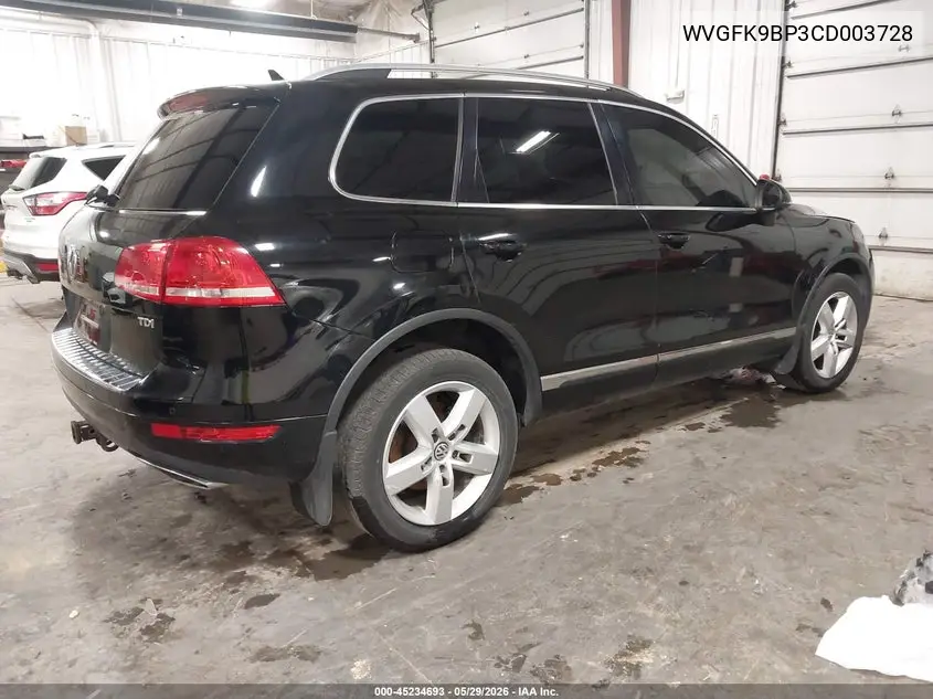 2012 Volkswagen Touareg Tdi Lux VIN: WVGFK9BP3CD003728 Lot: 45234693