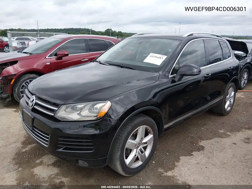 2012 Volkswagen Touareg Vr6 Lux VIN: WVGEF9BP4CD006301 Lot: 45294483