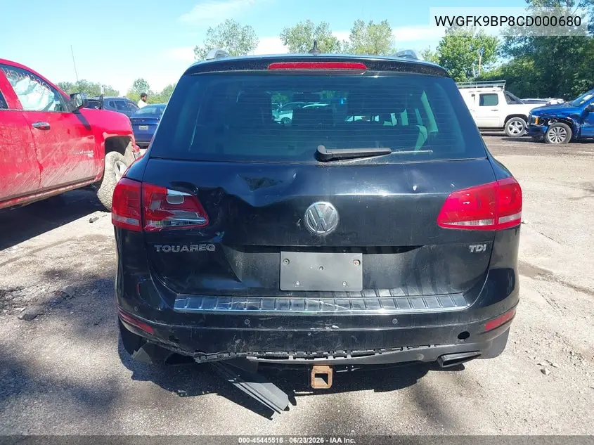 2012 Volkswagen Touareg Tdi Lux VIN: WVGFK9BP8CD000680 Lot: 45445516