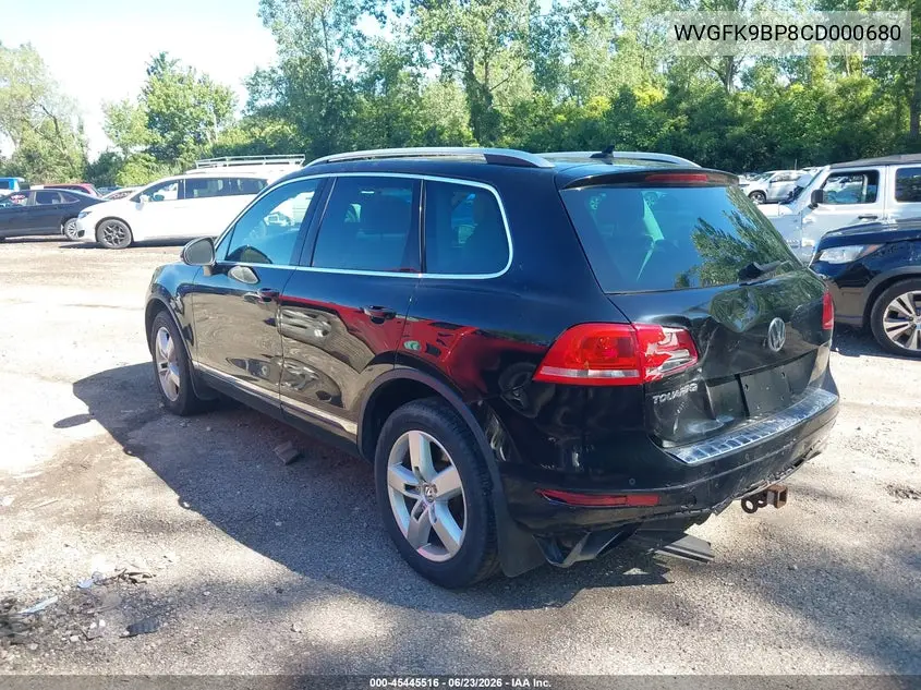2012 Volkswagen Touareg Tdi Lux VIN: WVGFK9BP8CD000680 Lot: 45445516
