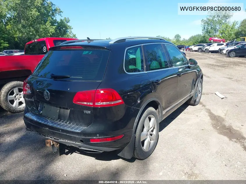 2012 Volkswagen Touareg Tdi Lux VIN: WVGFK9BP8CD000680 Lot: 45445516