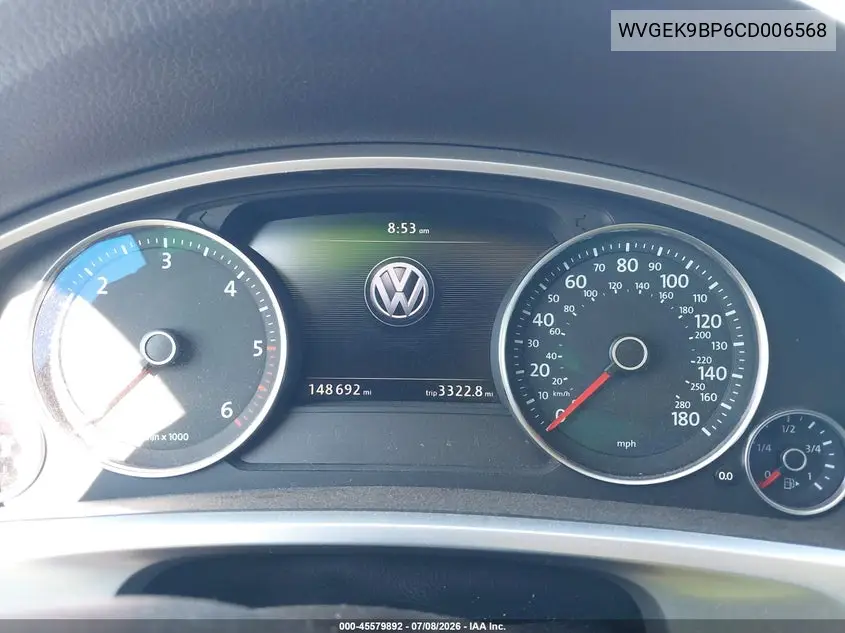 2012 Volkswagen Touareg Tdi Executive VIN: WVGEK9BP6CD006568 Lot: 45579892