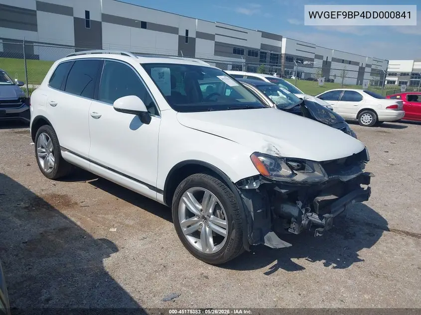 2013 Volkswagen Touareg Vr6 Executive VIN: WVGEF9BP4DD000841 Lot: 45175383