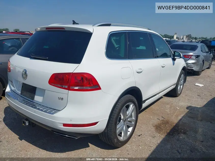 2013 Volkswagen Touareg Vr6 Executive VIN: WVGEF9BP4DD000841 Lot: 45175383