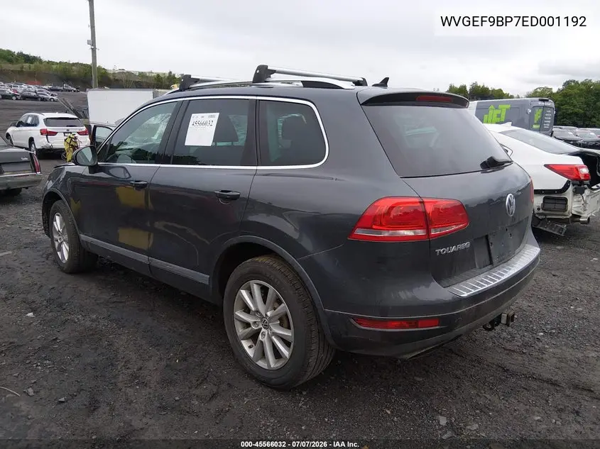 2014 Volkswagen Touareg 3.6L Sport VIN: WVGEF9BP7ED001192 Lot: 45566032