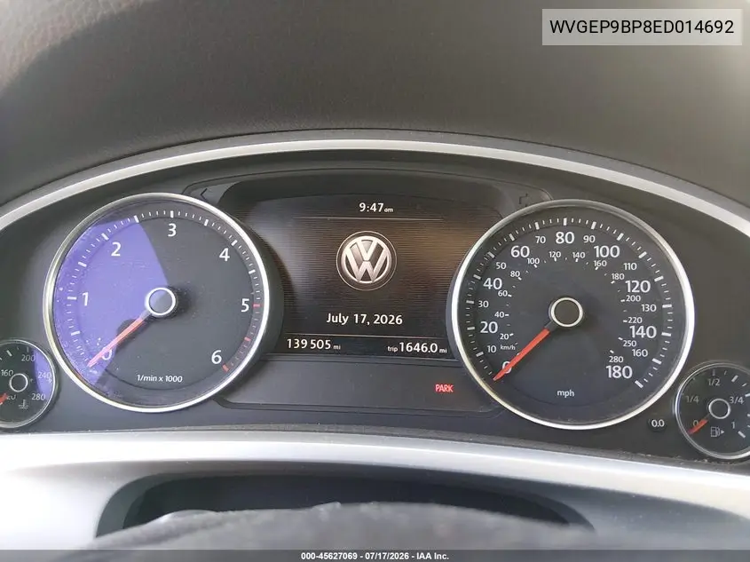 2014 Volkswagen Touareg Tdi Lux VIN: WVGEP9BP8ED014692 Lot: 45627069