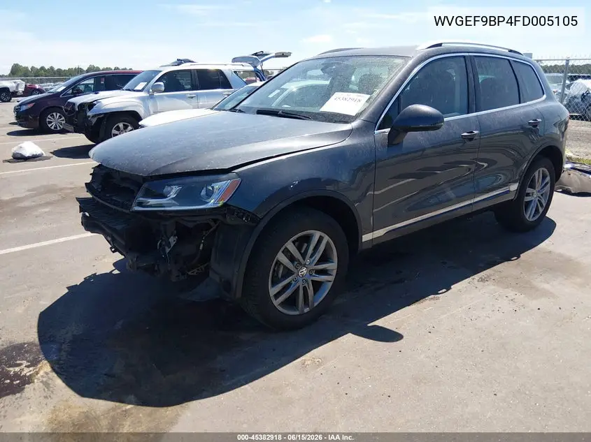 2015 Volkswagen Touareg V6 Lux VIN: WVGEF9BP4FD005105 Lot: 45382918