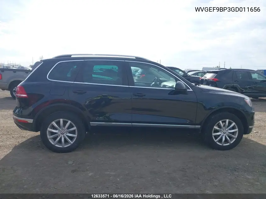 2016 Volkswagen Touareg Sport/Lux/Executive VIN: WVGEF9BP3GD011656 Lot: 12633571